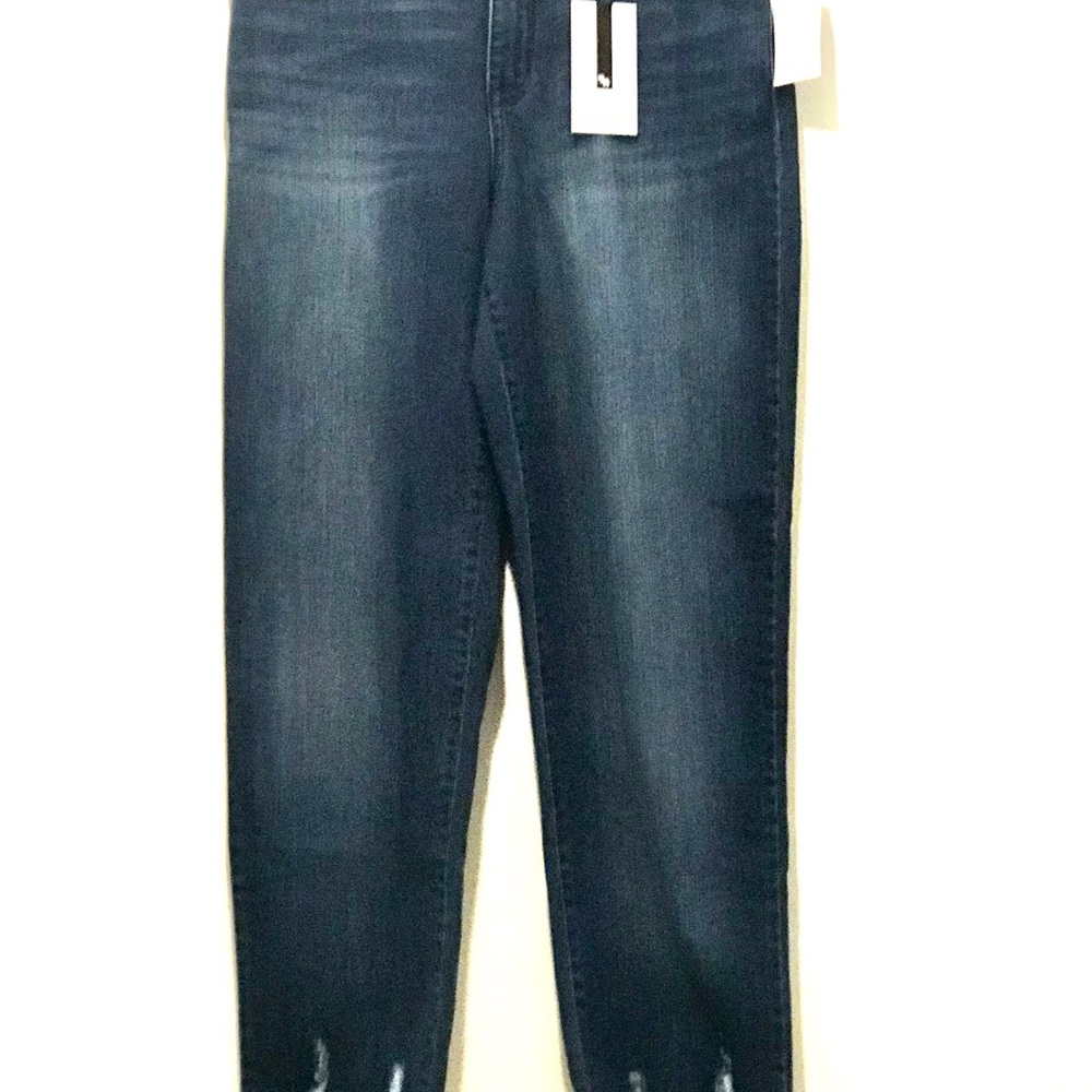 Nine West Women’s Distressed Denim Jeans High Rise Straight Ankle Size 8